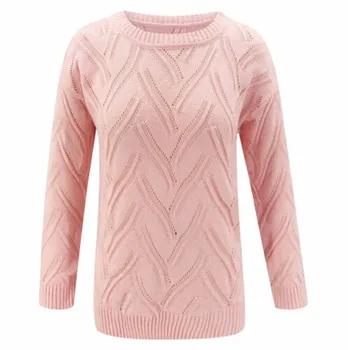 

Fashion Ladies' Casual Sweater New Pure Color Long Sleeves Pullover Tops Wear Female O-neck Loose Autumn Winter Jumper Sweaters