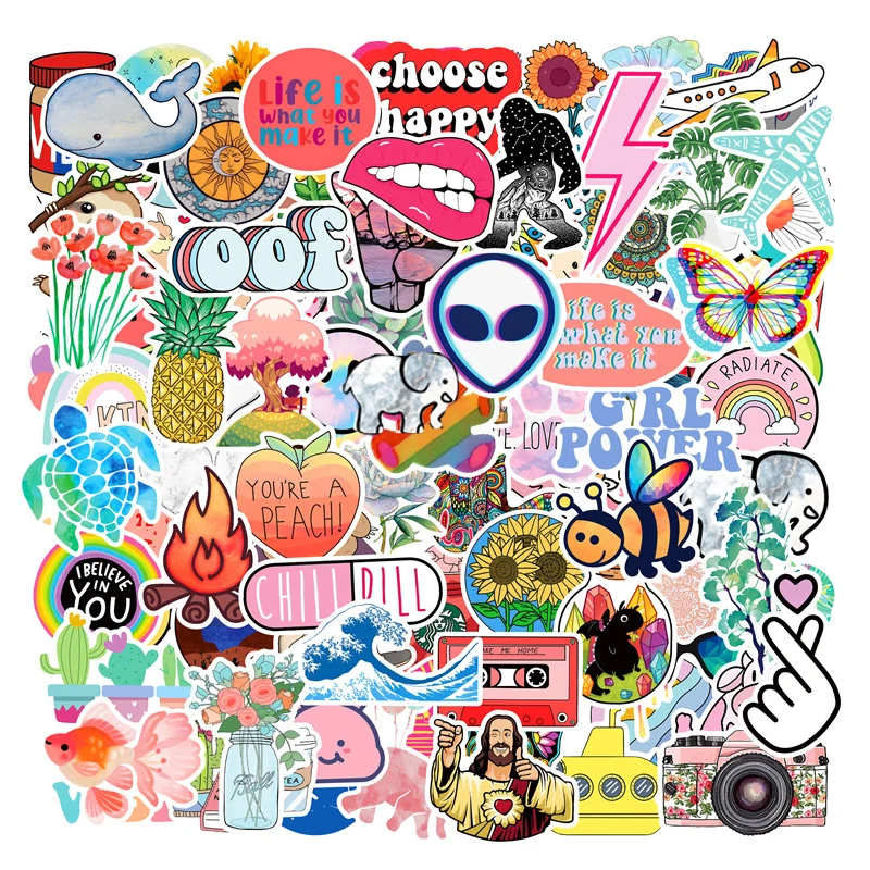 

10/50/100PCS VSCO INS Style Graffiti Stickers Aesthetic DIY Water Bottle Skateboard Fridge Waterproof Decals Kid Sticker Packs