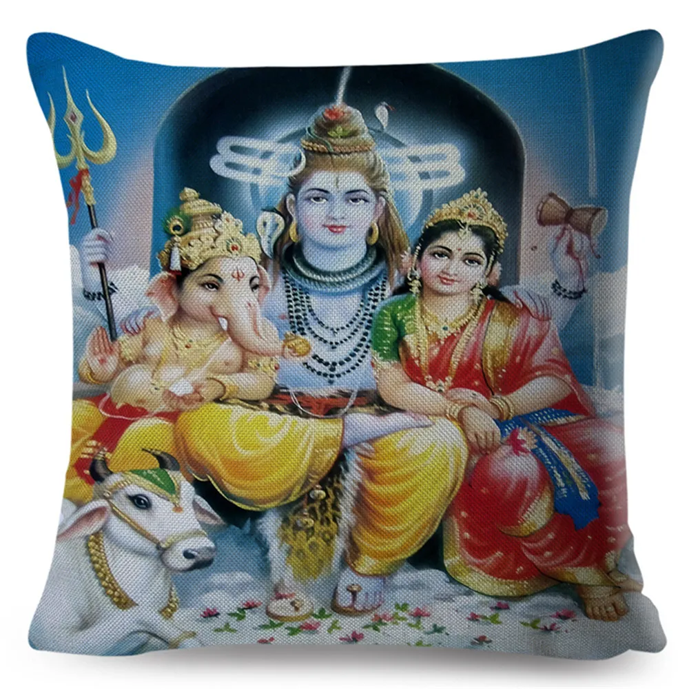 CLOOCL Ganesha чехол для подушки индийская мифология Happy Shiva семья из трех декоративных