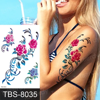 

tattoo sticker flower women arm sleeve tattoo underboob wrist temporary back tattoo waterproof lotus rose peony for girls woman