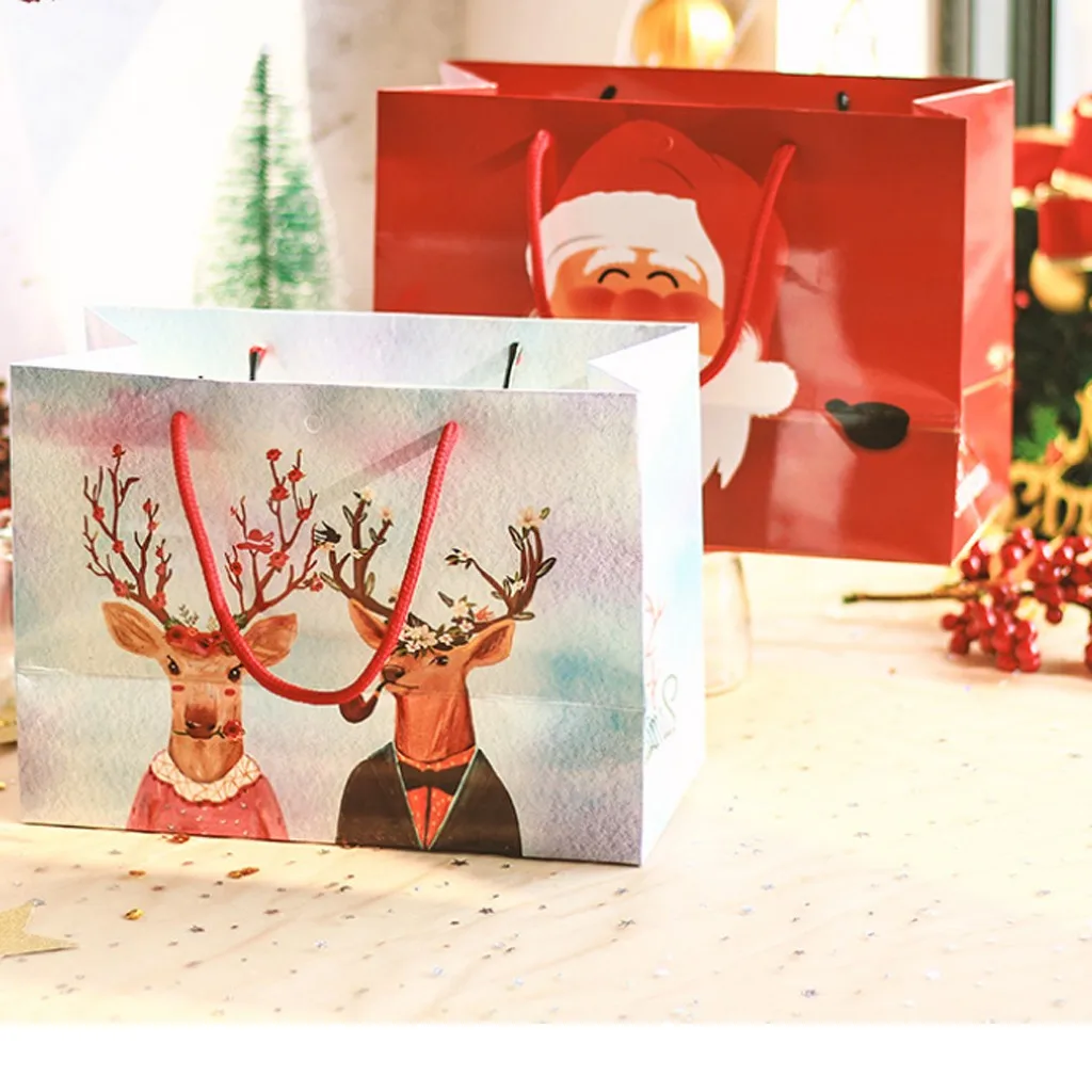 Санта Клаус конфеты сумки дети сумка для подарков лося бумажная сумка для покупок с Рождеством Декор