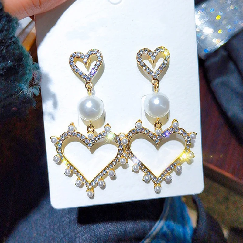 Женские металлические серьги с жемчугом классические геометрические Висячие