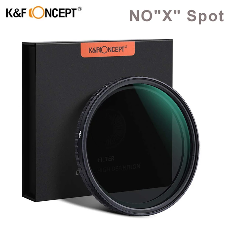 

K&F Concept 52/58/62/67/72/77/82mm Fader ND Filter Neutral Density Variable Filter ND2 to ND32 for lens NO"X" Spot Ultra-slim