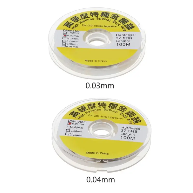

100m Alloy Gold Molybdenum Wire Cutting Line LCD Display Screen Separator Repair