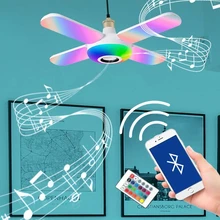 

Magixun NEW 50W Modern RGB LED Ceiling Lights 4Leaves Bluetooth Music Folding RGB Bluetooth Speaker Lamp 85-265V Remote Dimmabl