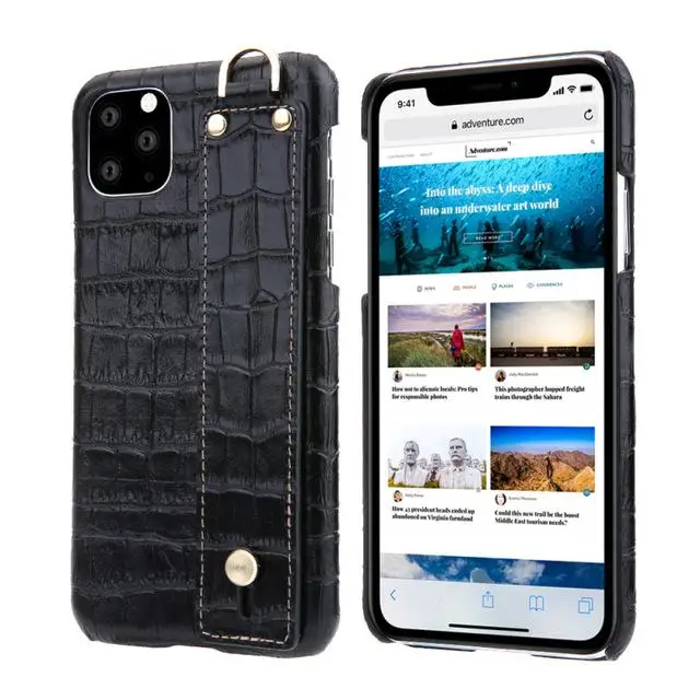 Модный чехол-браслет для Apple Iphone 11, роскошный чехол-накладка из натуральной кожи для Iphone 11, жесткий защитный чехол s - Цвет: Черный