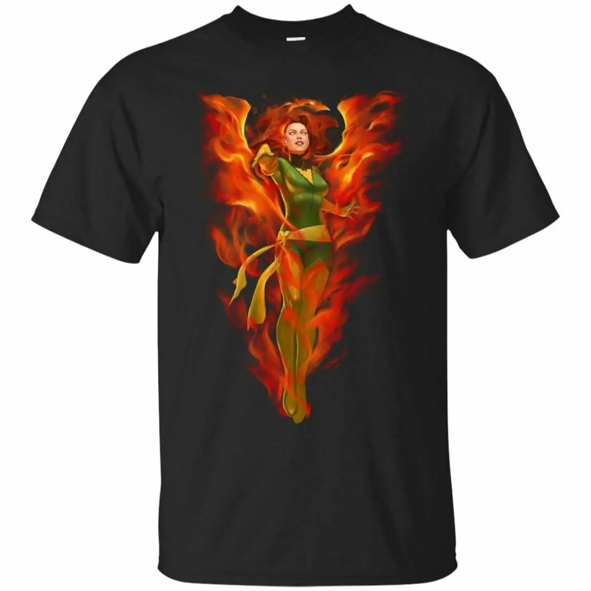 Джинсовая серая Темная футболка с рисунком Феникса Xmen Comics коротким рукавом S-3XL |