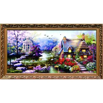 

2019 100% full Diamond Mosaic Landscapes Garden lodge crystal Diamond Painting Cross Stitch Kits Diamonds Embroidery Home decor