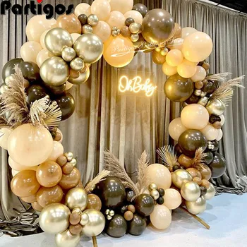 

102pcs/lot Coffee Brown Balloons Arch Kit Skin Color Latex Garland Balloons Baby Shower Supplies Backdrop Wedding Party Decor