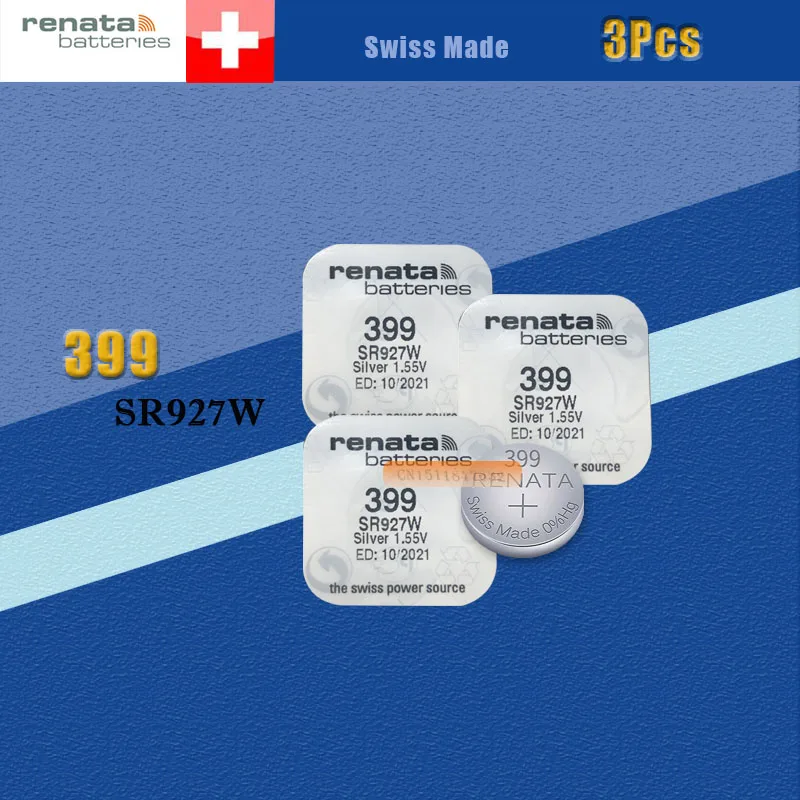 3 шт./лот RENATA Швейцарский аккумулятор 399 SR927W 1,55 V для мобильного часо-серебро Рената Аккумуляторы для часов