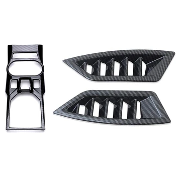 

1Pcs Abs Interior Gear Shift Box Panel Overlay Cover Trim & 2Pcs Instrument Desk Air Vent Outlet Cover Trim Frame