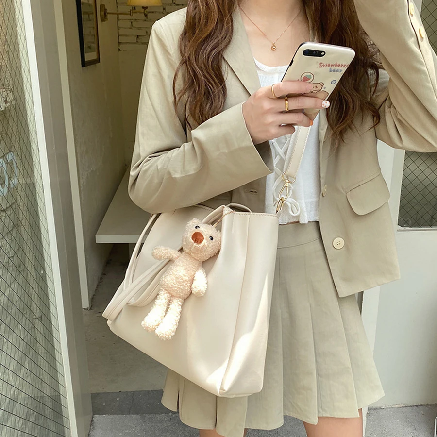 

Crossbody Bags for Women Casual Large Capacity Shoulder Bag Simple Design Women's Handbag PU Leather Tote Bag Female Handbags