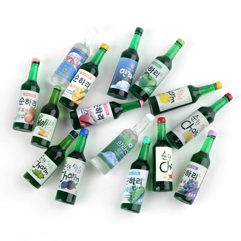 Dollhouse Miniature Korea Fruit Soju Wine Bottle Model Pretend Play Doll Food Drinks Blyth BJD Toy Accessories 1/6