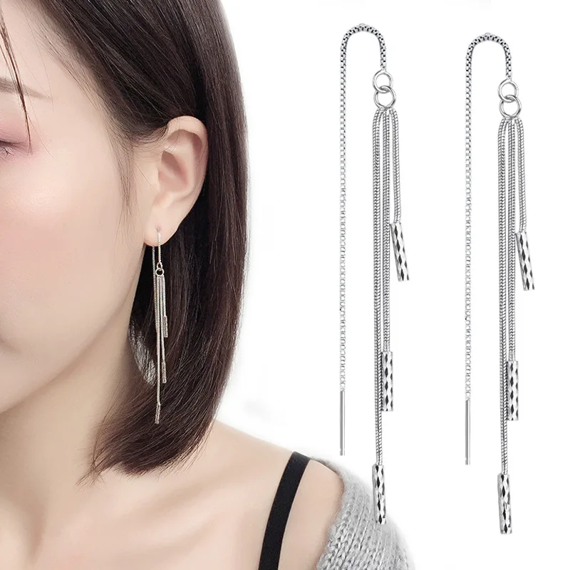 

Todorova New Fashion Dangle Hanging Geometric Long Drop Earrings Ear line for Women Snake Chain Tassel Jewelry brinco bijoux