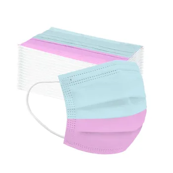 

10/20/30/40/50/60/70/80/90pc Disposable Masks Non-woven Breathable Mask 3 Ply Ear Loop Adult Two-color Stitching Mascarillad