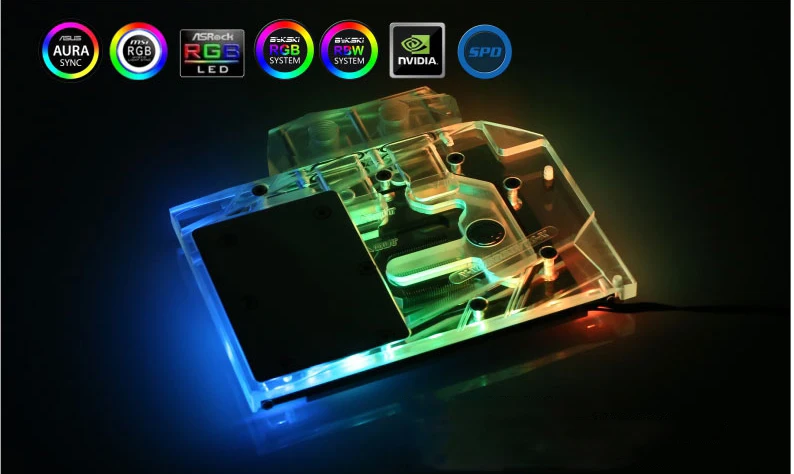 Bykski водоблок используется для MSI GeForce RTX2060/1660 VENTUS XS 6G OC полное покрытие медный радиаторный блок/12 В RGB/5 В A-RGB светильник
