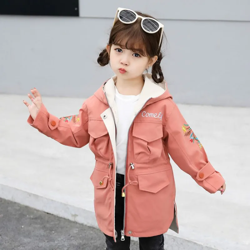 

Spring Autumn Jackets for Girls Teenage Fashion Kids Girl Jacket Hooded Windbreaker for Girl Children Jacket Baby Trench Coat