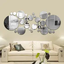 30 шт. 3D Зеркало Круглый съемный самоклеющийся Настенная Наклейка стена бумага домашний декор