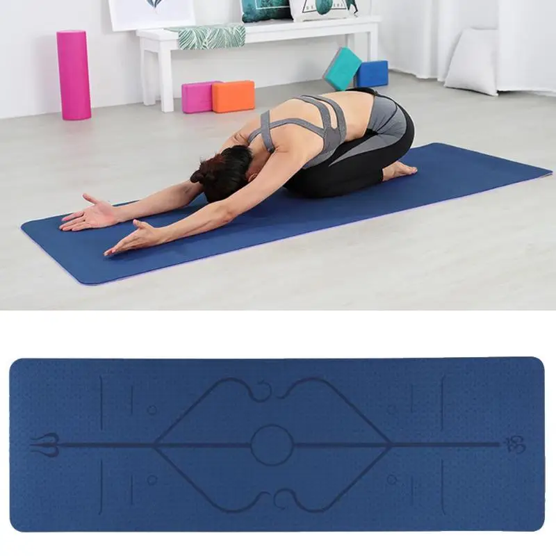 

TPE Yoga Mat Non-slip Carpet Mat with Position Line Dual Color Mat For Beginner Environmental Fitness Gymnastics Mats