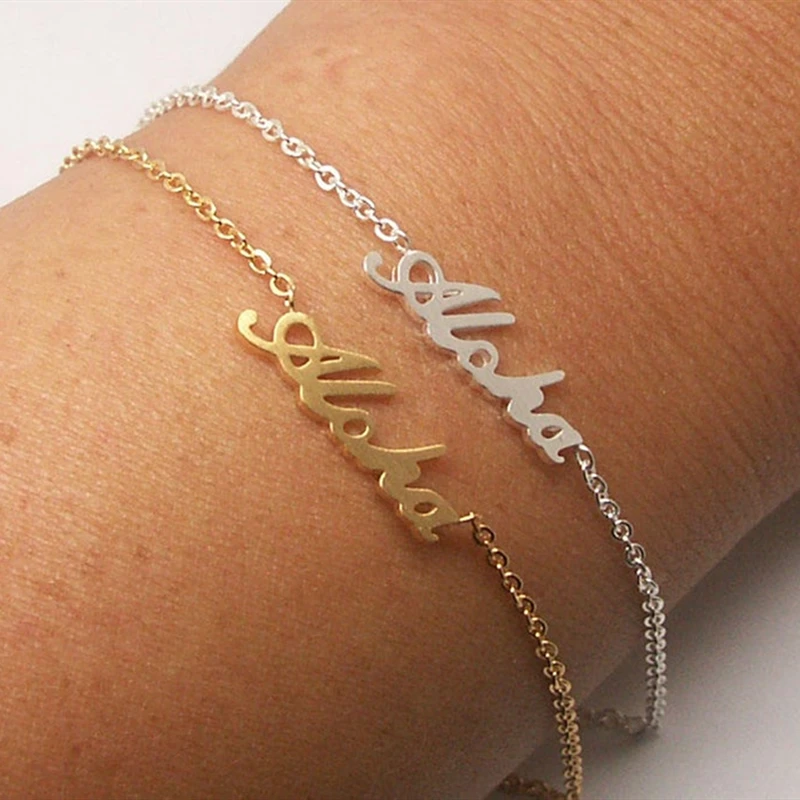 Изысканные Гавайские браслеты, мужские поздравительные браслеты Алоха для женщин, подарок дружбы из нержавеющей стали, пляжные ювелирные изделия