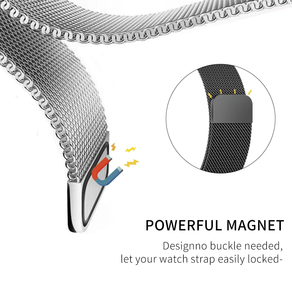 Миланская петля для Apple watch 42 мм 38 40 44 браслет ремешок + Защитная пленка магнитная