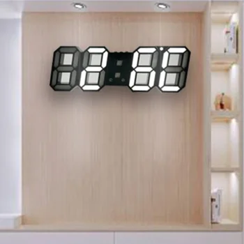 

3D Wall Clock Digital LED Alarm Nightlight Design Date Temperature Automatic Backlight Table Desktop Home Living Room Decoration