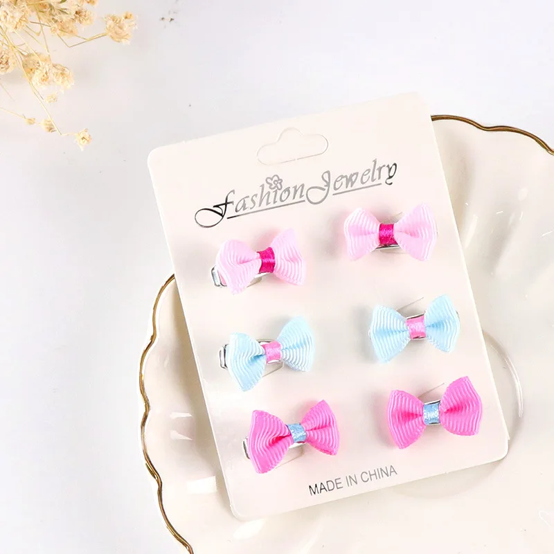 6 Pcs/set Mini Baby Hair Pins Bow Colorful Newborn Baby Girls Hair Clip Lot Baby Hair Clips Bowknot Metal Kids Accessories Girls