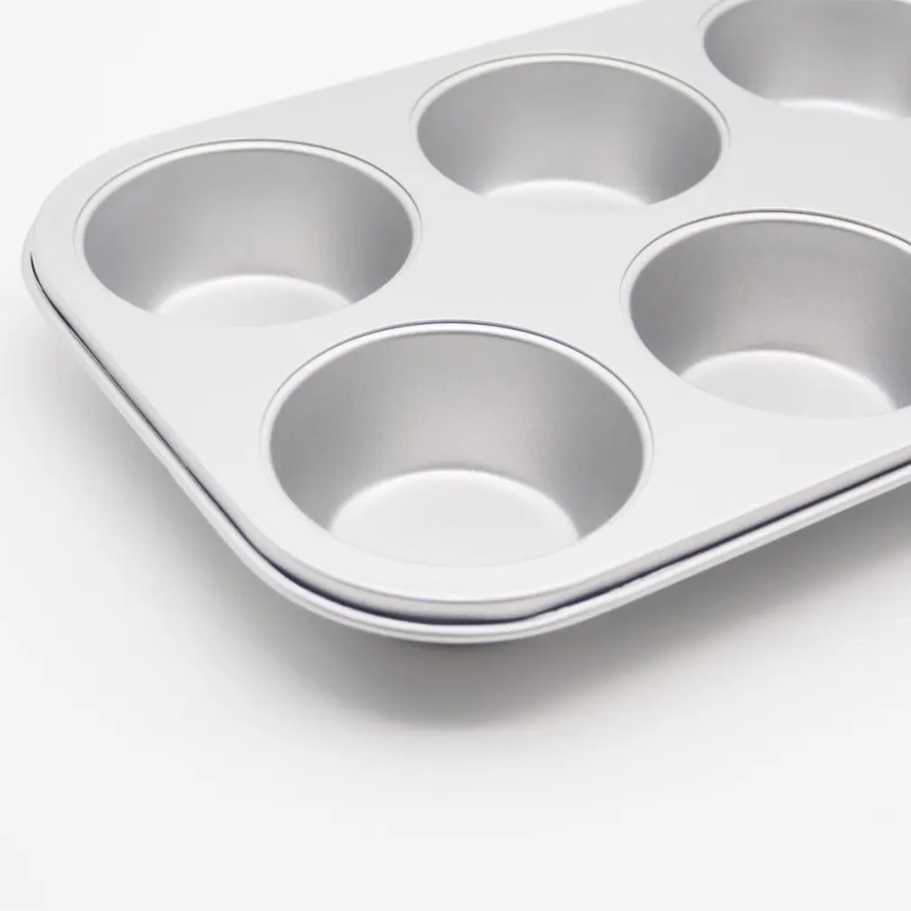 6-Cup Muffin Baking Pan Cake Bread Mold Cupcake Pan High-carbon Steel Non-Stick Bakeware Mould Kitchen Tools