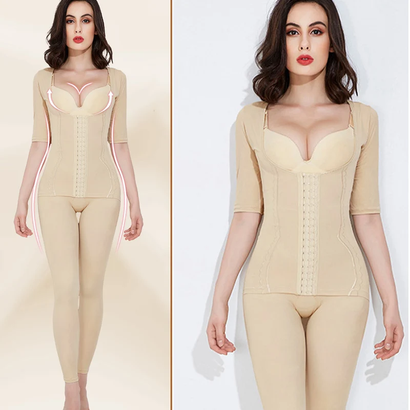 Long Sleeve Pants One-piece Full Body Shaper Fat Burning Corset Shapewear for Women TT@88