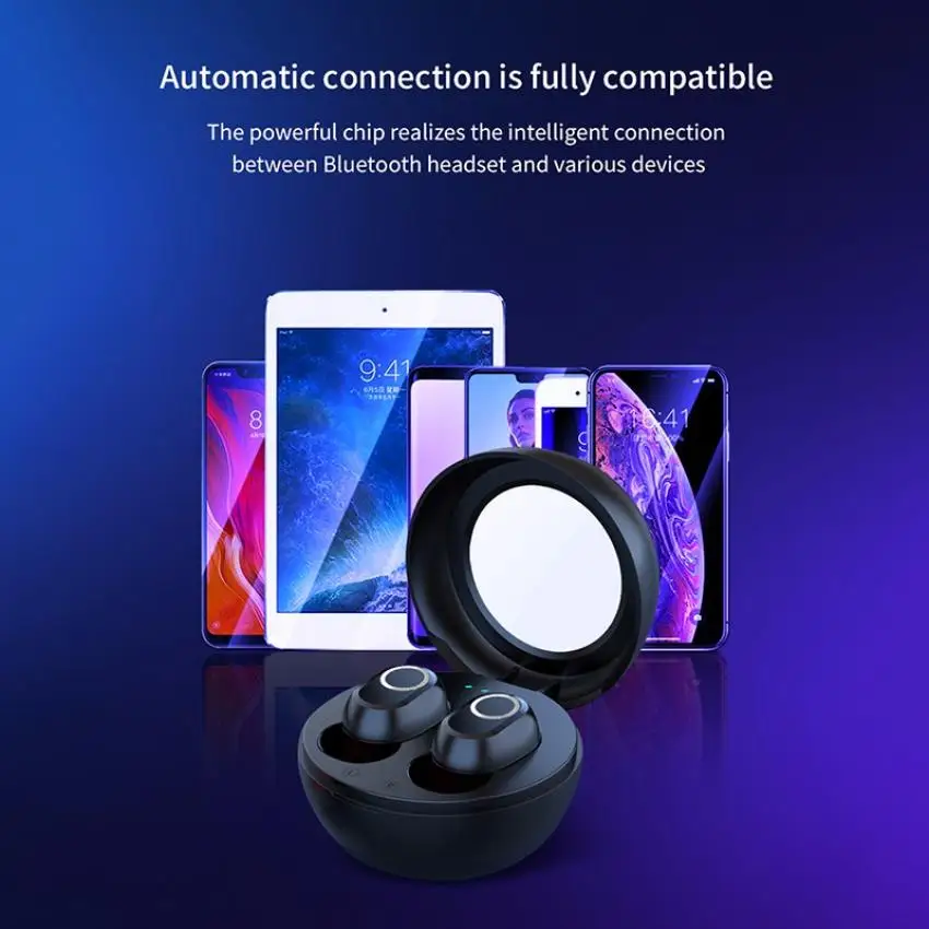 TWS Wireless Bluetooth Earphone Sport Headphones Portable HiFi Stereo Sound Charging Box Mobile Phone Gaming Heads Car Blue 5 0