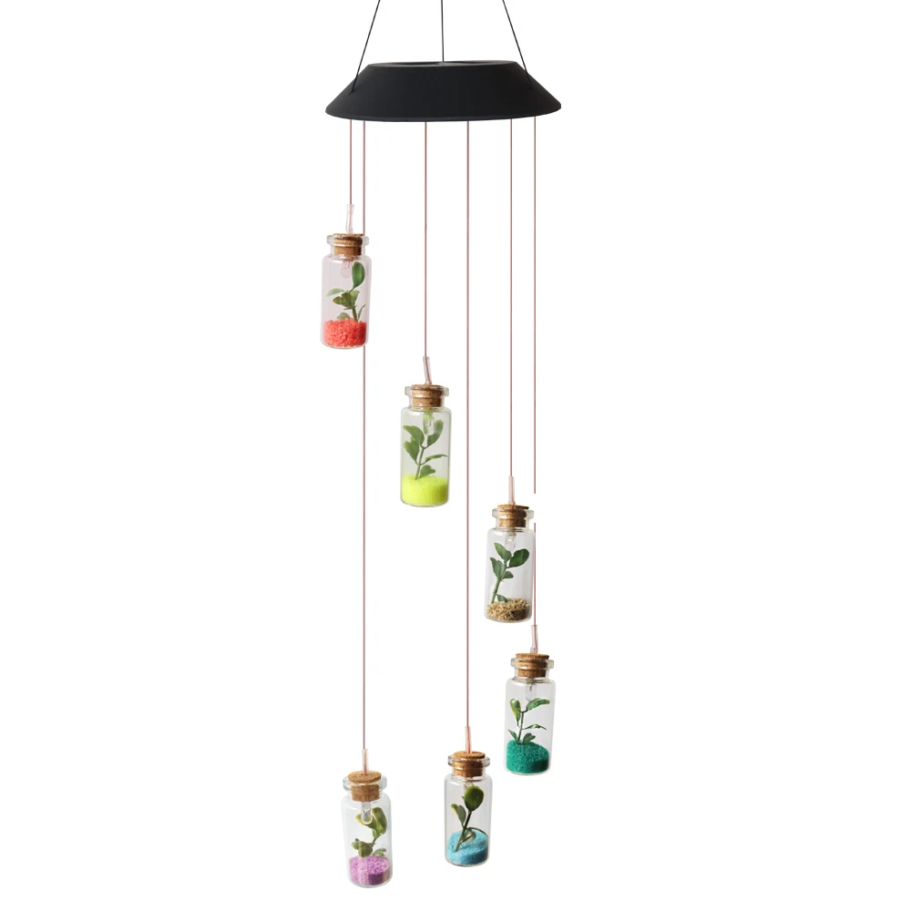 

Solar Powered Colorful LED Wind Chime Transparent Wind Chime Color-Changing Waterproof for Party Patio Yard Garden Decor