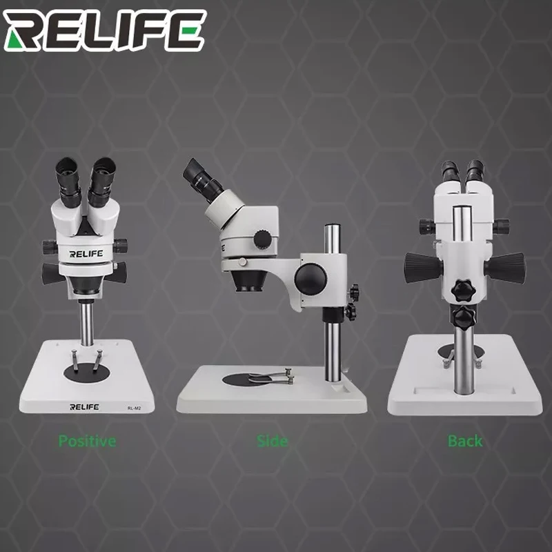 

RELIFE RL-M2 7-45 Times Binocular Microscope Inspection PCB Repair microscope 144 LED Light Source Phone Repair Tool