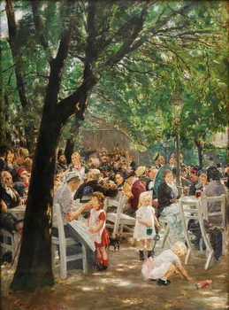 

Handmade Art Paintings by Teachers - beer garden in munchen Max Liebermann German Impressionism - Oil Painting on Canvas