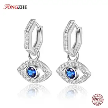 Женские Висячие серьги TONGZHE, из стерлингового серебра 925 пробы, с модным голубым камнем