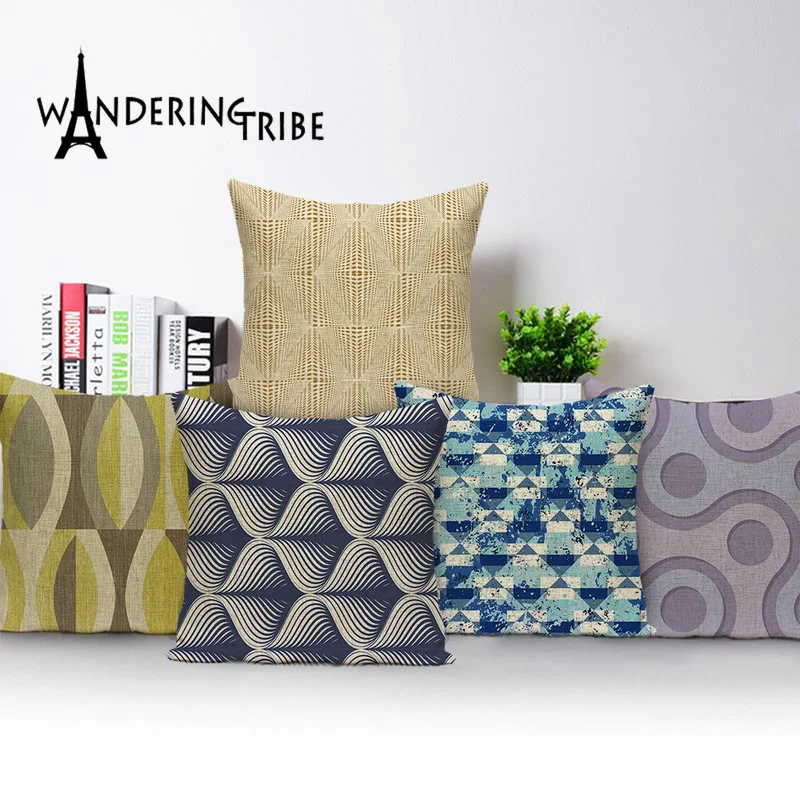 Красочные полосатые подушки чехол геометрические потертые шикарные