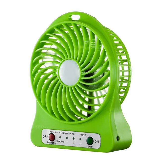 Мини-вентилятор без рук, маленький вентилятор с батареей, мини портативный вентилятор с яркими огнями, два вентилятора, висящие на шее для спорта - Цвет: K-6-green