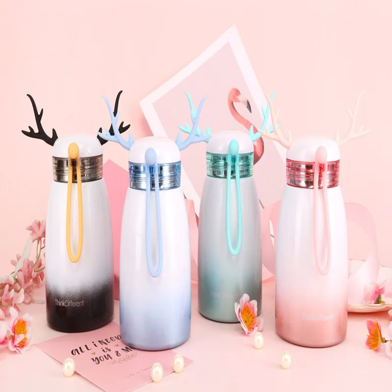 

Creative Gradient Color Deer Mug Christmas Elk Portable Hand Cup Student Couple Big Belly Cup