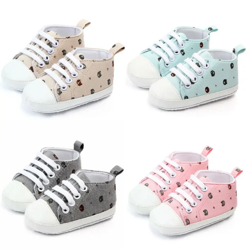 Brand New Newborn Baby Toddler Girl Canvas Casual Shoes Infant Boy Girl Pram Soft Sole Prewalker Anti-slip Sneakers