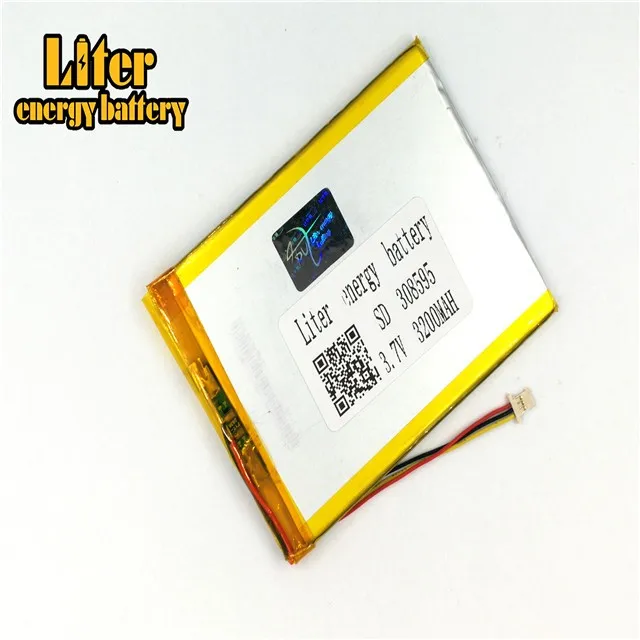 Разъем 1,0-3 P 308595 3,7 V 3200mah ультра тонкие lipo батареи перезаряжаемые литий-ионные полимерные Планшетные ПК батареи