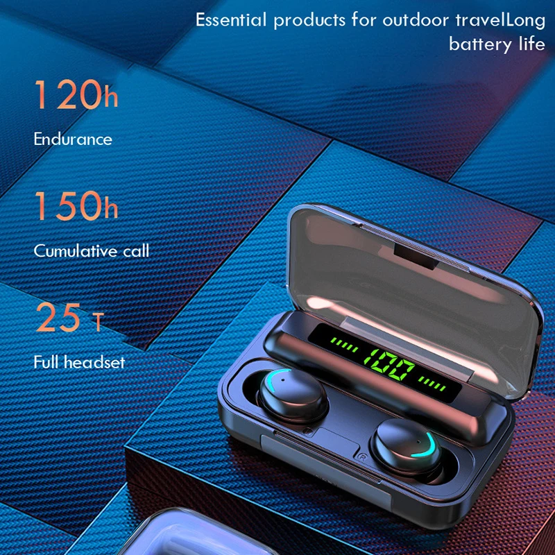 SPRIMO F9 Wireless Earphone With Mic charging BOX For charge smartphone C light Bluetooth 5 0 Earbuds HD calls Sport Headset