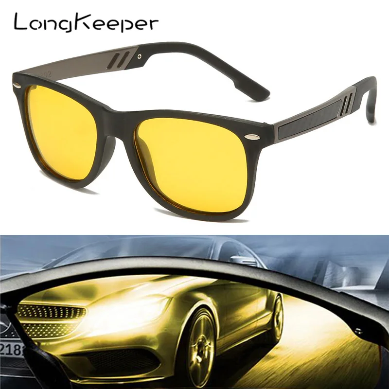 LongKeeper Classic Night Vision Polarized Sunglasses Men Yellow Lens Anti-glare Driving Sun Glass Safety Okulary Gafas | Аксессуары для