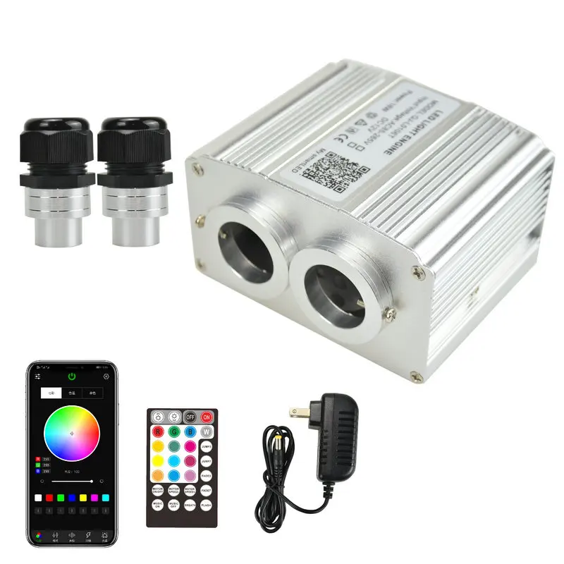 Double heads Car Use 16W Bluetooth APP Controlled RGBW Twinkle LED Fiber Optic Star Ceiling Smart Light Headliner 28key Sound RC