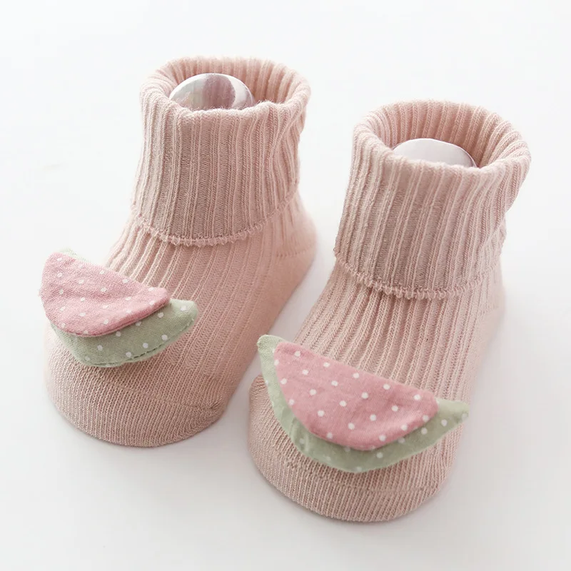Хлопковые детские носки для детей от 0 до 18 месяцев Детские нескользящие носки-тапочки с рисунком фруктов