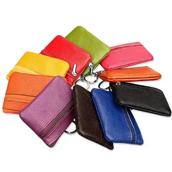 

Soft Women's Card Key Holder Zip Leather Small Wallet Change Pouch Money Bag Coin Purse Girls Handbag Colorful Pouch