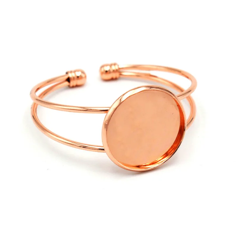 

25mm Bangle Bracelet Cabochon Cameo Bezel Setting Blank Base Tray DIY Jewelry Making Findings Silver/Rose Gold/Bronze/White K