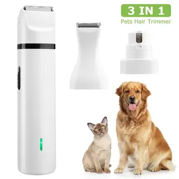 

3 In 1 Dropship Pet Grooming Machine Dog Cat Hair Trimmer USB Rechargeable Pets Clippers Nail Grinding