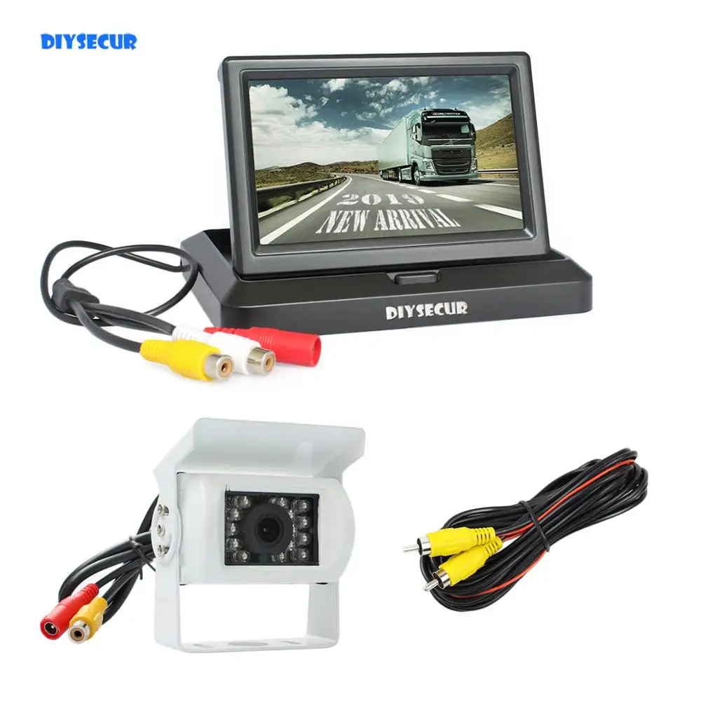 DIYSECUR DC12V-24V " Складной автомобильный монитор HD водонепроницаемый ИК Ночное Видение заднего вида автобусная камера для грузовика Караван Автобус Ван белый