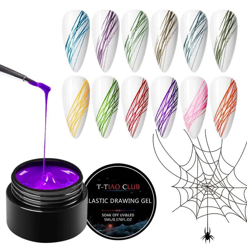 T-TIAO CLUB Wire Drawing Spider Nail Gel Polish Lacquer Creative Point To Line Painting UV Varnish Art Nails | Красота и здоровье