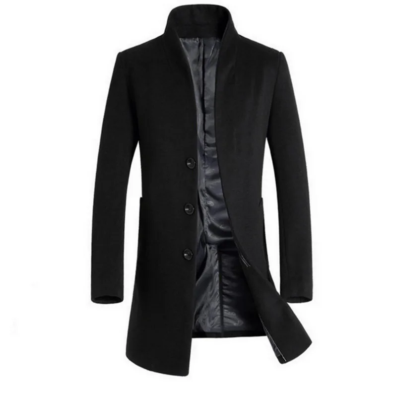 Litthing, мужское шерстяное плотное пальто со стоячим воротником, осенне-зимнее шерстяное одноцветное однобортное длинное пальто, мужской Тренч
