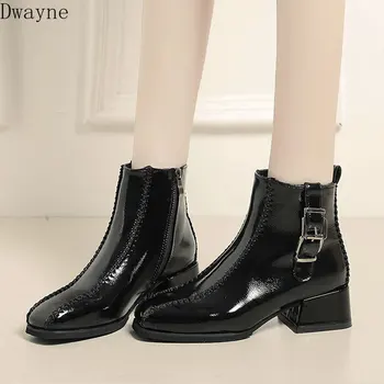 

2019 net red with the Martin boots female British wind casual wild rough with handsome square head patent leather boots